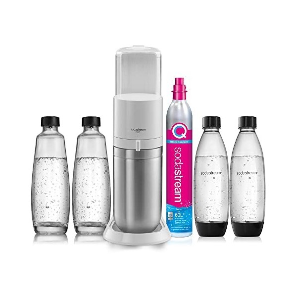 Machine à eau pétillante Sodastream DUO Blanc avec 2 carafes et 2 bouteilles Fuse
