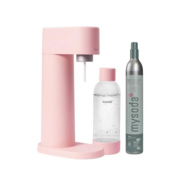 Mysoda : Pack Woody - Machine à eau pétillante fabriquée en composite de bois renouvelable, accompagnée dune bouteille en PE