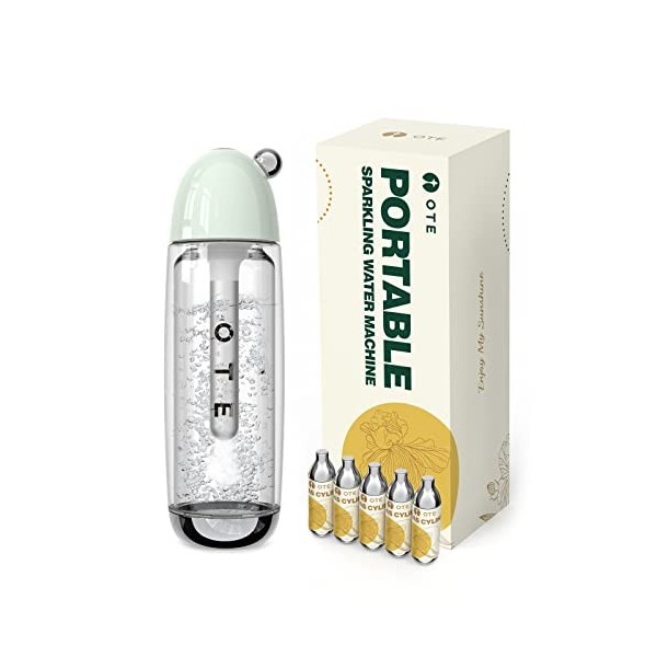 OTE Machines à eau Pétillante avec 20 Cylindres de CO2 Double Couche PET Portable Soda Streaming Machine Safe 450 ml Personal