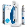 BRITA Machine à eau pétillante sodaONE noire - inclus 1x bouteille en PET 1L et 1x cylindre de CO2 pour gazéifier votre eau