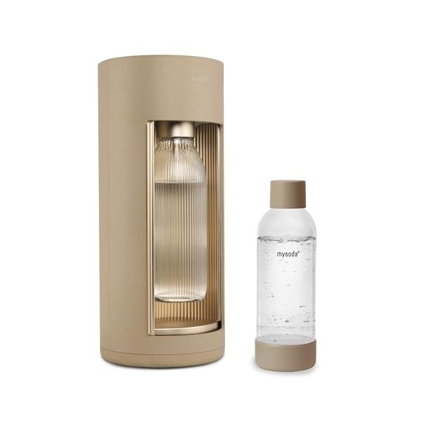 Mysoda : Glassy - Machine à eau pétillante en composite de bois avec 1 bouteille de carbonatation en verre de 1 L et 1 boutei
