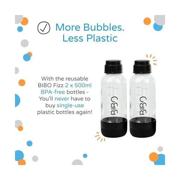 BIBO Fizz Bottles – Bouteille deau gazeuse réutilisable sans BPA – Bouteille de soda pour boissons gazeuses en déplacement –