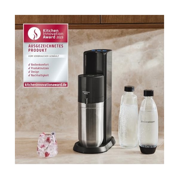 SodaStream E-Duo Machine à gazéifier avec Cylindre de CO2, Pack Standard 1 x Verre 1 l + 1 x KSTFL 1L, DWS 
