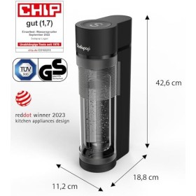 Sodapop Machine à gazéifier Logan, avec 2 bouteilles en verre 850 et 600 ml et 1 bouteille en PET 850 ml , noir mat, haute