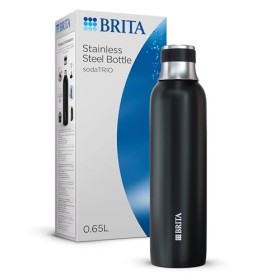 BRITA - Pack de 2 bouteilles en verre sodaTRIO 1L - design élégant avec bouchon en acier inoxydable