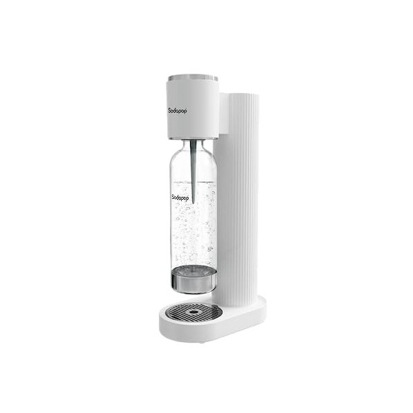 Sodapop Machine à gazéifier Cooper blanche avec 1 bouteille en PET, élégante et peu encombrante, hauteur 44,9 cm