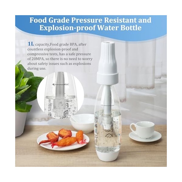 Appareil à gazéifier 1L,Siphon portable,Machine réutilisable pour boissons gazeuses,Appareil à gazéifier PET pour jus de frui