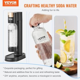 VEVOR Machine à eau gazeuse pour gazéification, machine à eau pétillante et soda avec 2 bouteilles PET de 1 L sans BPA, 2 cyl