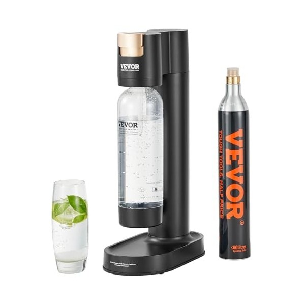 VEVOR Machine à eau gazeuse, machine à eau pétillante et soda pour gazéification domestique avec une bouteille VIDE PET de 1 