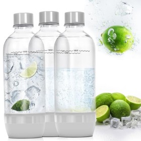 Soda Lot de 3 Bouteilles de Soda Maker de 1 l, Sans BPA, Bouteilles de Rechange, en PET, Réutilisables, pour Machine à Gazéif