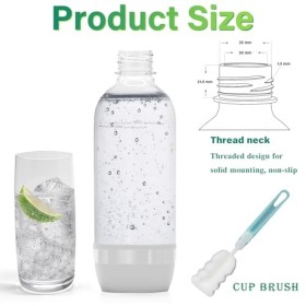 Soda Lot de 3 Bouteilles de Soda Maker de 1 l, Sans BPA, Bouteilles de Rechange, en PET, Réutilisables, pour Machine à Gazéif