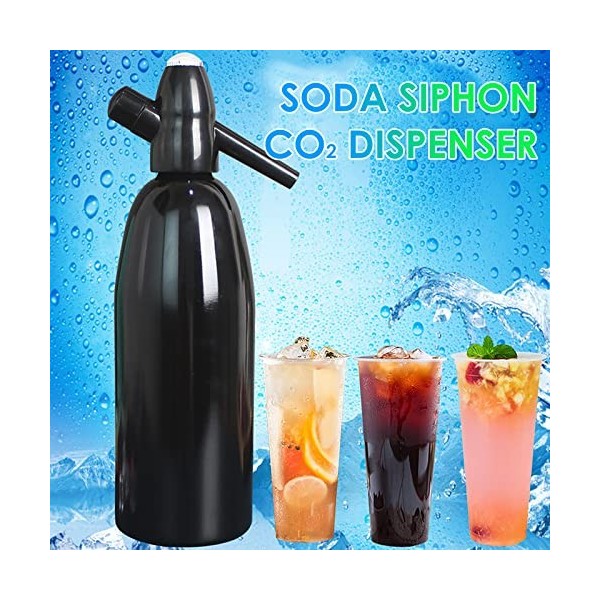 Machine à Faire du Soda,1L Soda Maker,Bouteille de Siphon à Soda avec Régulateur de Pression,Appareil à Gazéifier Leau en Al