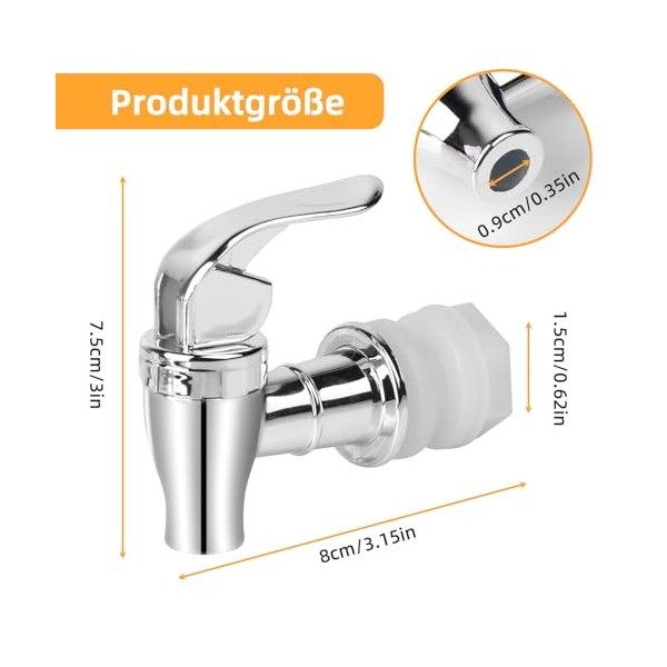 Lot de 2 robinets de boisson, en acier inoxydable, robinet de rechange, robinet de rechange, pour vin, bière, jus, boissons f