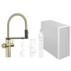 BLANCO CHOICE Icona Robinet de cuisine en acier inoxydable satiné doré | Robinet multifonction tout-en-un | Eau froide en sil