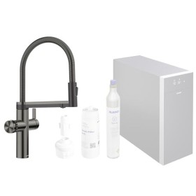 BLANCO CHOICE Icona Robinet de cuisine en acier inoxydable satiné dark steel Robinet multifonction tout-en-un Eau froide calm