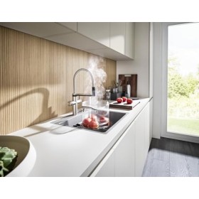BLANCO CHOICE Icona Robinet de cuisine en acier inoxydable satiné dark steel Robinet multifonction tout-en-un Eau froide calm
