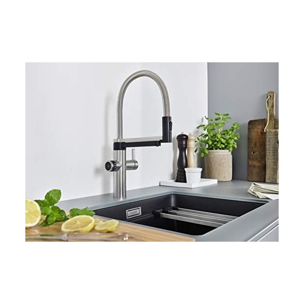 BLANCO drink.filter EVOL-S Pro Satin Gold | Système de traitement de leau | Eau filtrée raffinée | Réglage de la quantité Cl