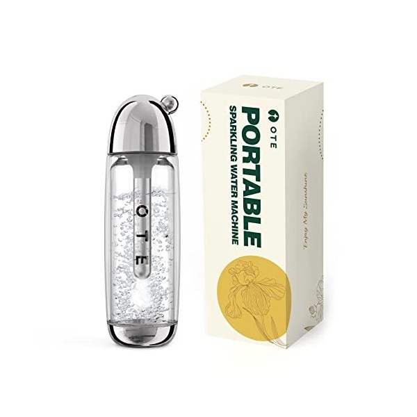 OTE Machine Eau Gazeuse Portable, Double Couche PET Portable Soda Streaming Machine Safe 450 ml Personal PET Machine à Soda a