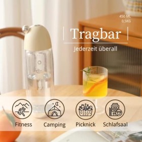 OTE Machine Eau Gazeuse Portable, Double Couche PET Portable Soda Streaming Machine Safe 450 ml Personal PET Machine à Soda a