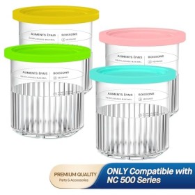 Lot de 4 pintes de rechange avec couvercles pour Ninja Creami Deluxe, compatibles avec les machines à crème glacée NC500 Seri