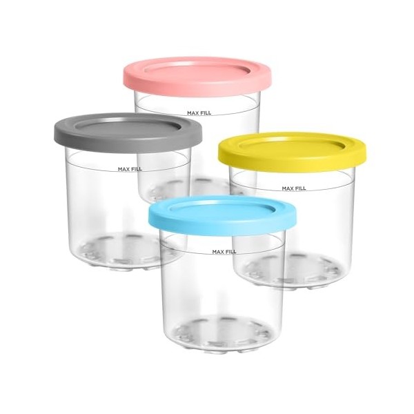 vione Creami NC300EU Lot de 4 récipients pour sorbetière Ninja Creami NC300EU, compatibles avec les sorbetières Ninja NC299EU