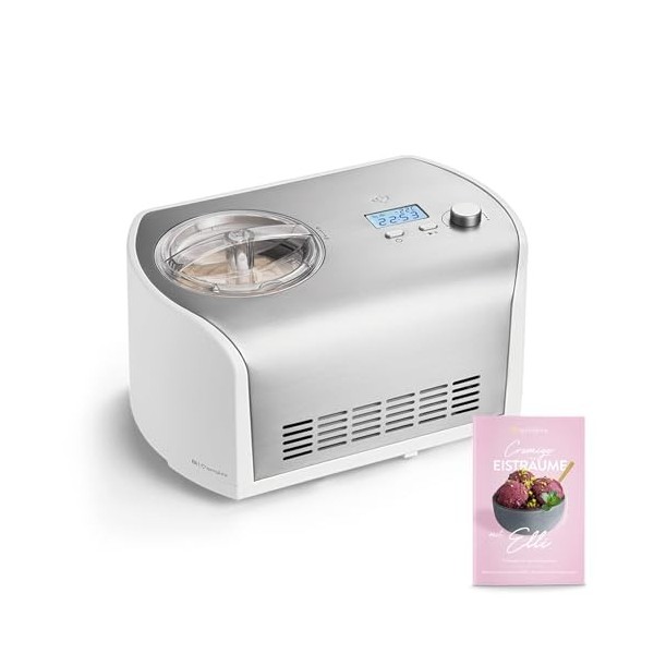 SPRINGLANE Sorbetière Elli 1,2 L avec compresseur auto-refroidissant 135 W, sorbetière en acier inoxydable avec bac à glace a