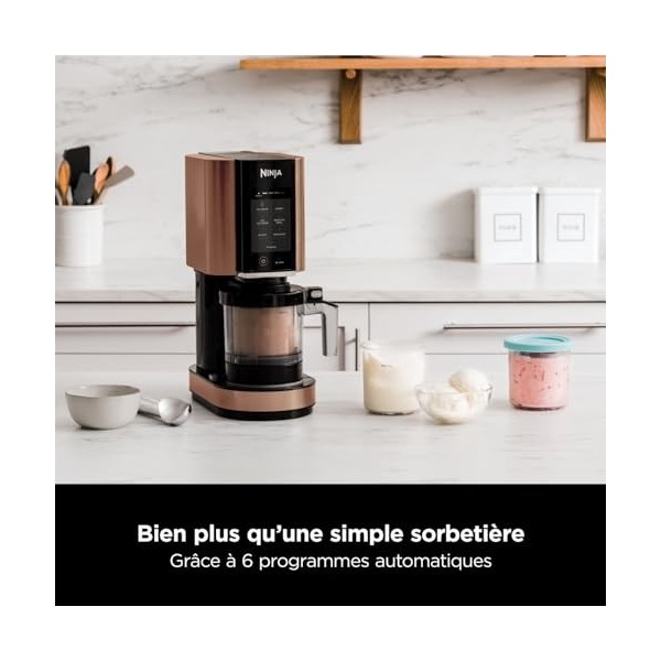 Ninja CREAMi Sorbetière & Fabrique à Desserts Glacés 3 Pots, 7 Programmes, Crème glacée, Glace italienne, Sorbets, Smoothie B