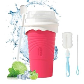 SCBOY Slushy maker,Glace à pétrir slushy gobelet,Silicone slushy maker cup,Gobelet à neige avec cuillère à paille et brosse p