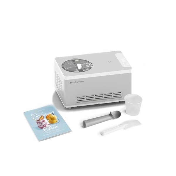 SPRINGLANE Sorbetière et yaourtière Elisa 2,0 L avec compresseur auto-refroidissant 180 W Argent, avec accessoires 
