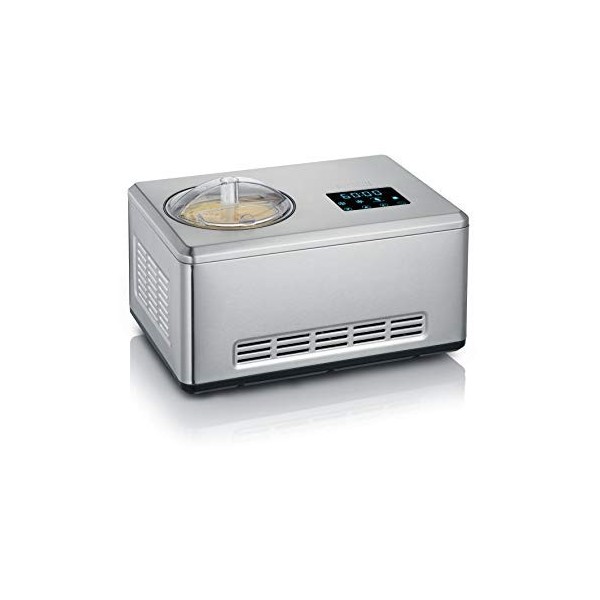 SEVERIN Sorbetière 2-en-1 180 W, Sorbetière électrique et yaourtière avec 2 récipients inclus, Machine à glace avec livre de 