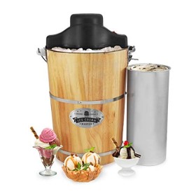 Elite Gourmet EIM916 Sorbetière électrique vintage en bois des Appalaches, 5,7 L, avec manivelle moulée sous pression, prépar