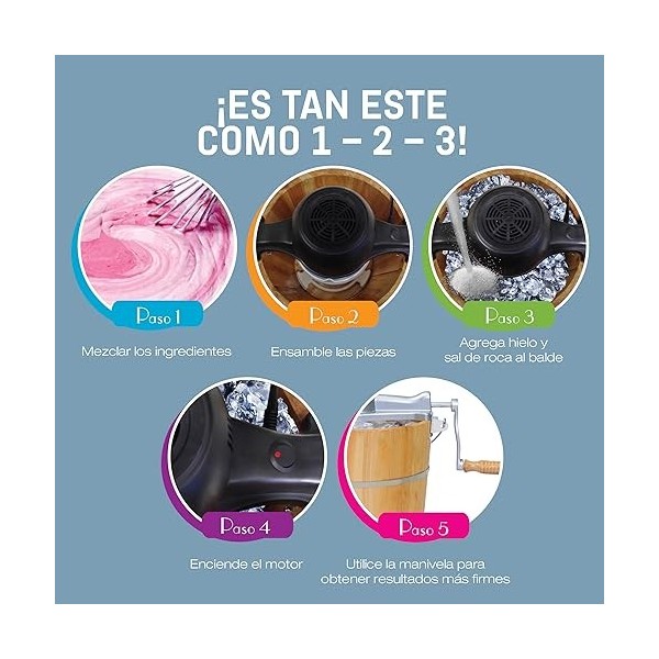 Elite Gourmet EIM916 Sorbetière électrique vintage en bois des Appalaches, 5,7 L, avec manivelle moulée sous pression, prépar