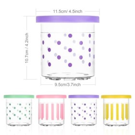 Lot de 4 récipients Creami pour sorbetière Ninja Creami - Accessoires pour NC301 NC300 NC299AMZ - Sans BPA - Passe au lave-va