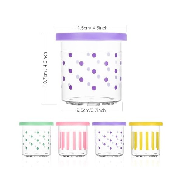 Lot de 4 récipients Creami pour sorbetière Ninja Creami - Accessoires pour NC301 NC300 NC299AMZ - Sans BPA - Passe au lave-va