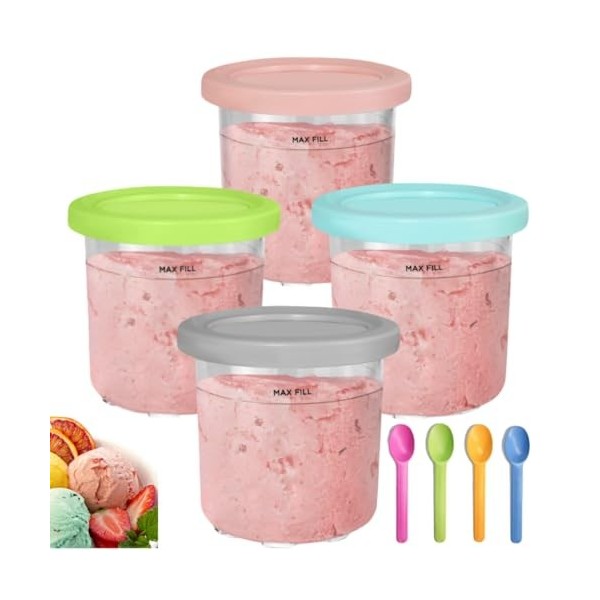 flavour pods Lot de 4 récipients de rangement pour crème glacée Ninja Creami Pint NC301 NC300 nc300eu NC299AMZ série ninja Ac