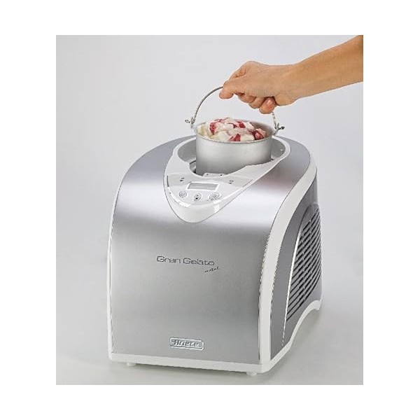Ariete 693 Gran Gelato Machine à Glace Auto-Refroidissante en Métal avec Compresseur, Glace Artisanale et Sorbets, Panier Amo