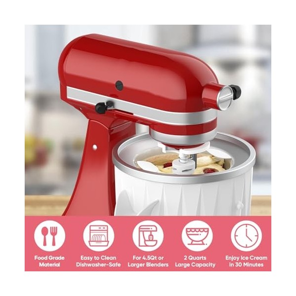 TPGSING Accessoire pour machine à glace pour KitchenAid Mixer, compatible Batteur sur pied ou inclinable de 4,5 Qt et plus, b