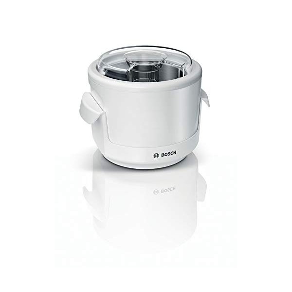 Bosch MUZS2EB, 550 ml, crème glacée faite maison, sorbet et yogourt glacé, blanc, couvercle anti-éclaboussures avec ouverture