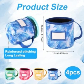 4 Pièces Impressions Colorantes Étui Néoprène Glace, avec Poignée Porte-Cuillère et Fente pour Plaque Signalétique Réutilisab