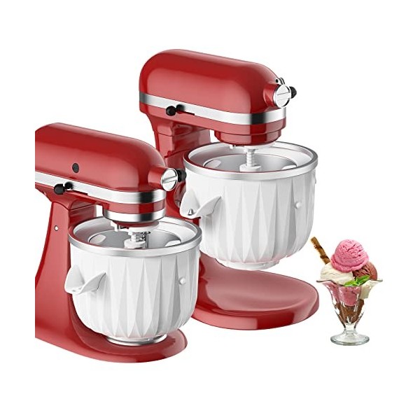 GVODE Accessoire pour sorbetière pour KitchenAid, compatible avec les batteurs sur socle de KitchenAid 4.5 Qt et plus, 2 Quar