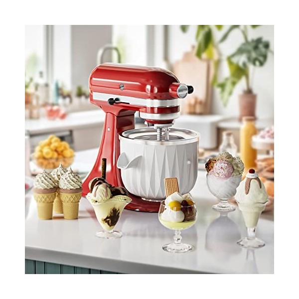 GVODE Accessoire pour sorbetière pour KitchenAid, compatible avec les batteurs sur socle de KitchenAid 4.5 Qt et plus, 2 Quar