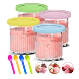 Bacs à Crème Glacée pour Ninja CREAMi Deluxe Sorbetière Machine, Creami Lot de 4 récipients à glace avec couvercle pour sorbe