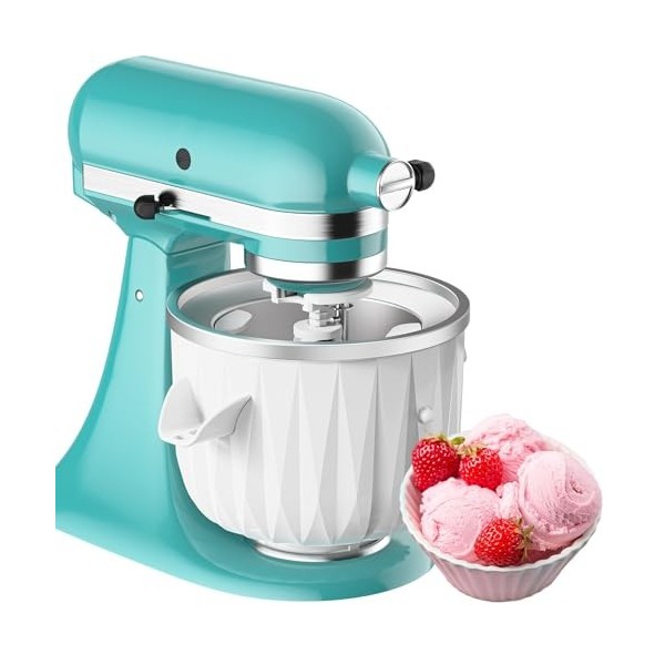 Coolcook Embout pour crème glacée pour Kitchenaid, compatible avec les batteurs 4,5-6 Qt, sorbetière 2 quart pour sorbet, gel