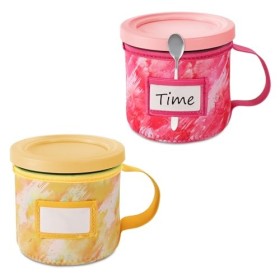 2pcs Étui Néoprène Glace, Imprimés Tie-Dye Étui Isolant pour Glace pour Ninja Creami Pintes de Crème Glacée avec Poignée Port