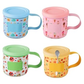 Lot de 4 Housse Néoprène pour Glace, en Néoprène Imprimés Réutilisables Manchons Isolés Housse avec Poignée Porte-Cuillère po