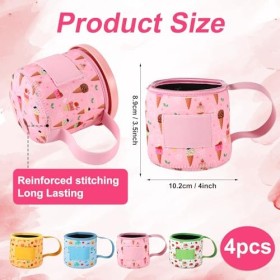 Lot de 4 Housse Néoprène pour Glace, en Néoprène Imprimés Réutilisables Manchons Isolés Housse avec Poignée Porte-Cuillère po