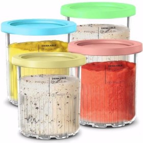 JUOENLP Lot de 4 boîtes de rechange pour machines à glace NC501 AMZ série Deluxe - Avec couvercles anti-fuite - Passe au lave