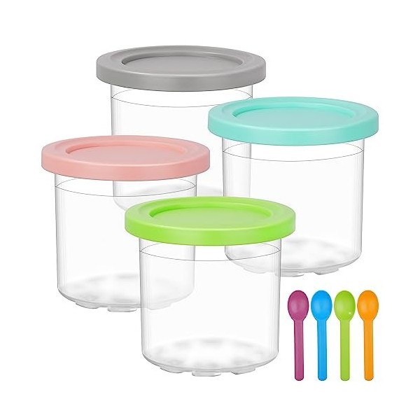 Yitriden Creami Lot de 4 récipients à glace avec couvercle pour sorbetière Ninja passent au lave-vaisselle pour NC301 NC300 N