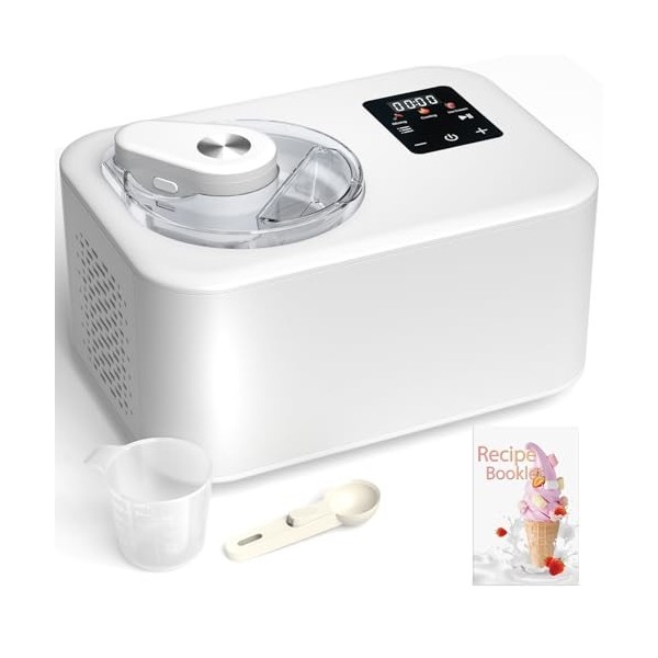 Sorbetiere Turbine a Glace avec Compresseur Sorbetière Electrique 1,2L Machine a Glace et Sorbetières pas de Pré-congélation 