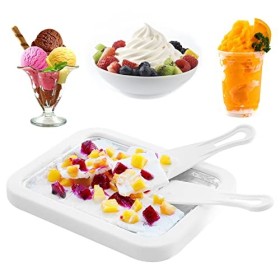 Machine à Crème Glacée Instantanée avec 2 grattoirs Instant Ice Cream Maker Bac à glaces Mini Machine à Yaourt pour les glace